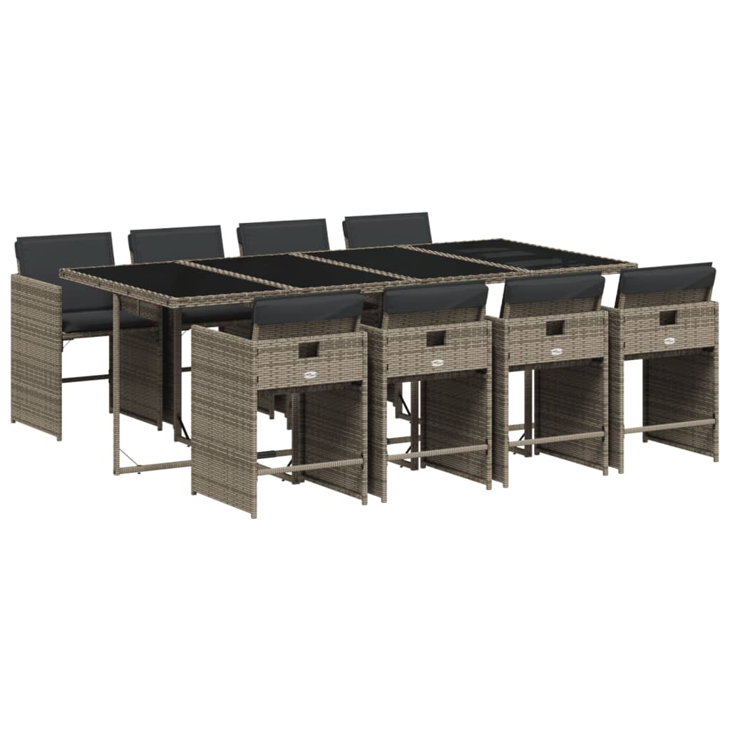9-delige Tuinset met kussens poly rattan grijs is nu te koop bij PeponiXL, paradijselijk wonen!