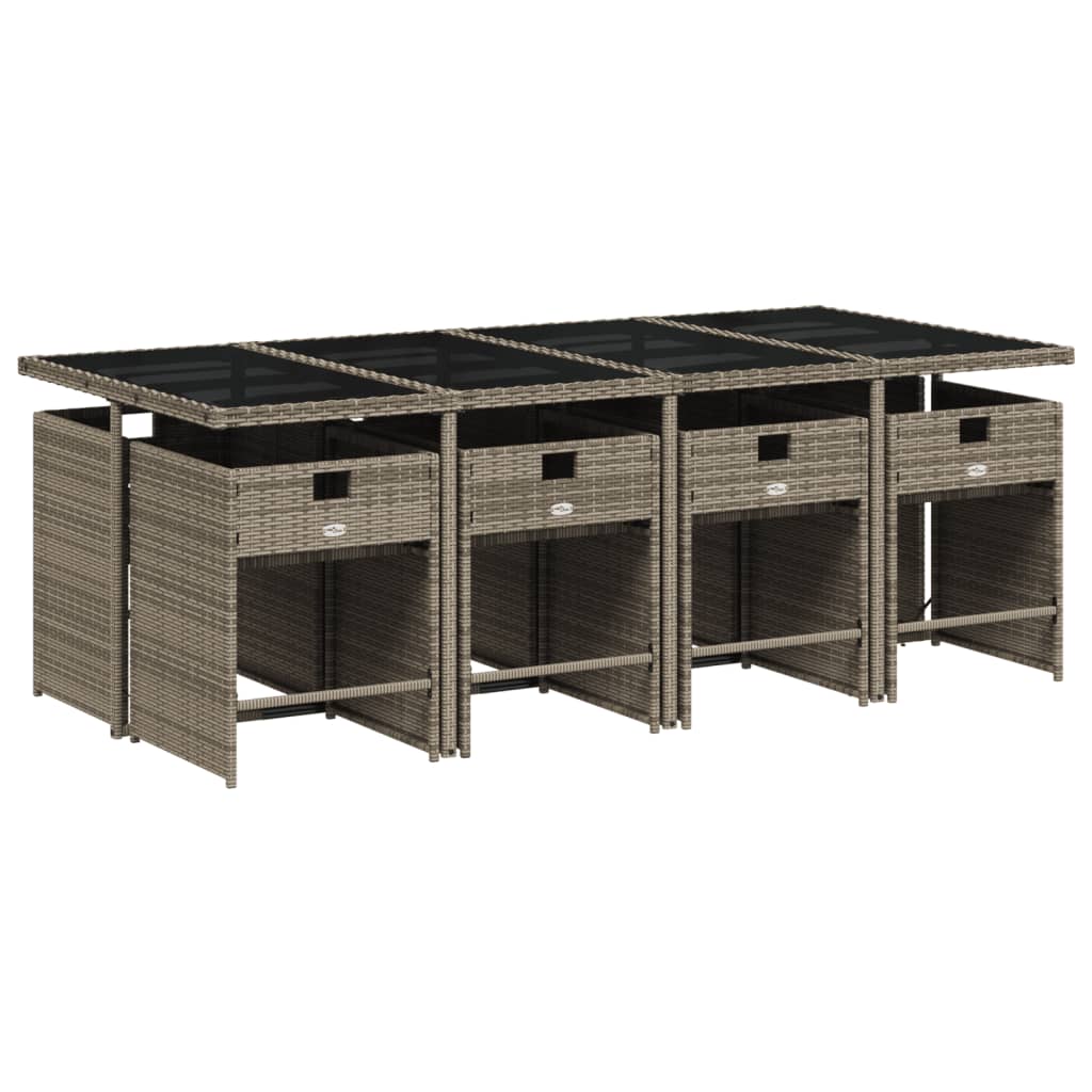 9-delige Tuinset met kussens poly rattan grijs is nu te koop bij PeponiXL, paradijselijk wonen!