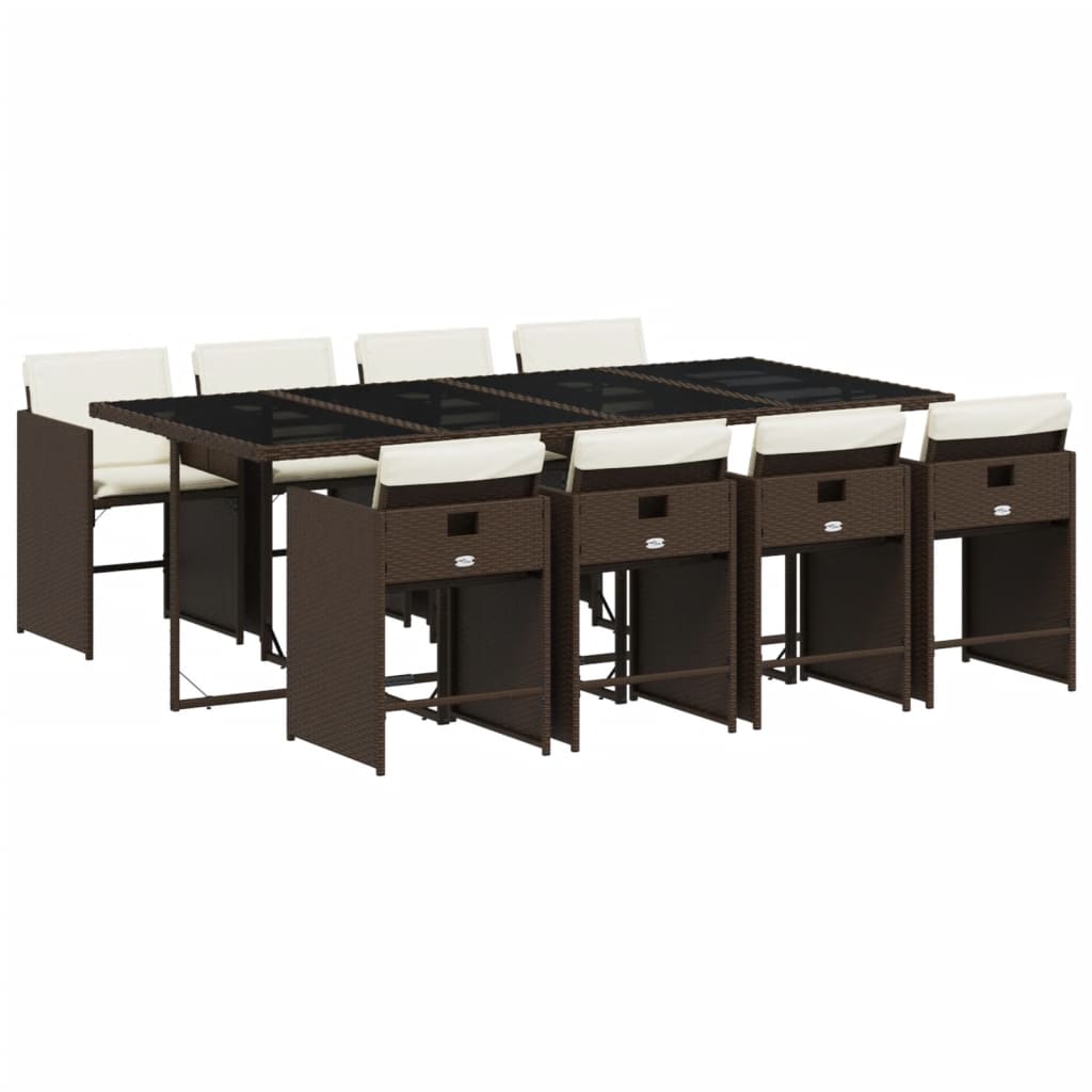 9-delige Tuinset met kussens poly rattan bruin is nu te koop bij PeponiXL, paradijselijk wonen!