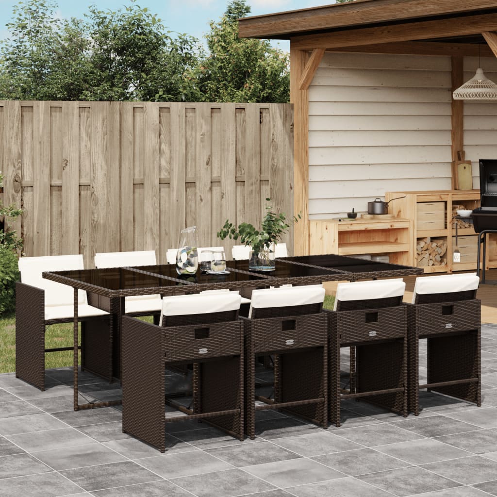 9-delige Tuinset met kussens poly rattan bruin is nu te koop bij PeponiXL, paradijselijk wonen!