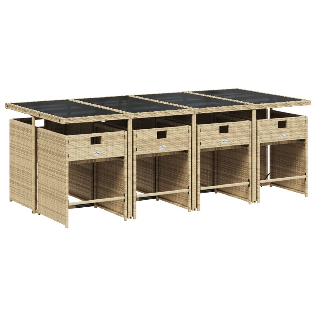 9-delige Tuinset met kussens poly rattan beige is nu te koop bij PeponiXL, paradijselijk wonen!