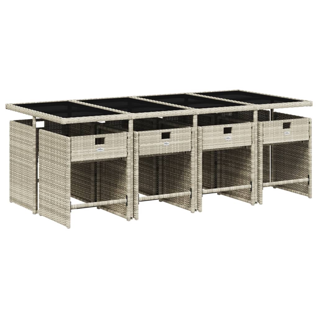 9-delige Tuinset met kussens poly rattan lichtgrijs is nu te koop bij PeponiXL, paradijselijk wonen!