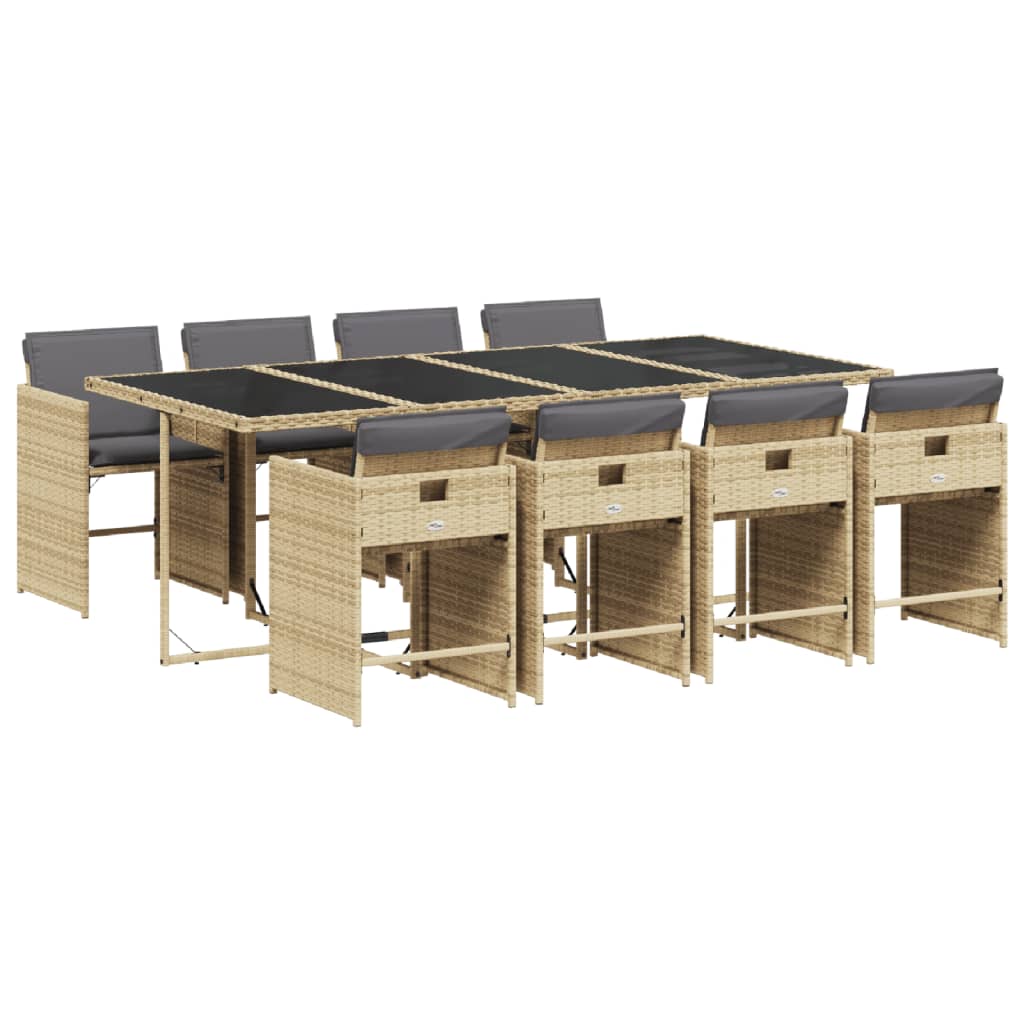 9-delige Tuinset met kussens poly rattan gemengd beige is nu te koop bij PeponiXL, paradijselijk wonen!