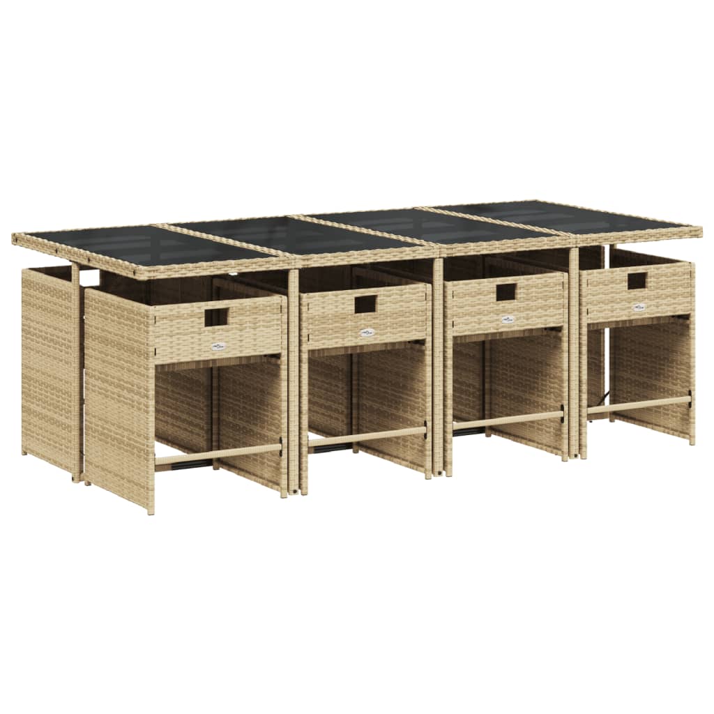 9-delige Tuinset met kussens poly rattan gemengd beige is nu te koop bij PeponiXL, paradijselijk wonen!