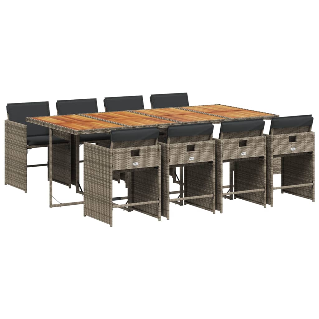 9-delige Tuinset met kussens poly rattan grijs is nu te koop bij PeponiXL, paradijselijk wonen!