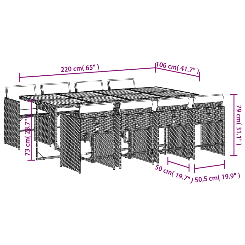 9-delige Tuinset met kussens poly rattan grijs is nu te koop bij PeponiXL, paradijselijk wonen!