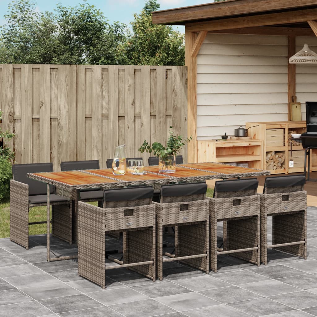 9-delige Tuinset met kussens poly rattan grijs is nu te koop bij PeponiXL, paradijselijk wonen!