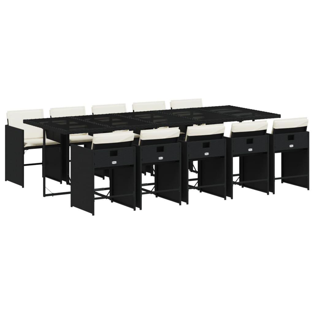 11-delige Tuinset met kussens poly rattan zwart is nu te koop bij PeponiXL, paradijselijk wonen!