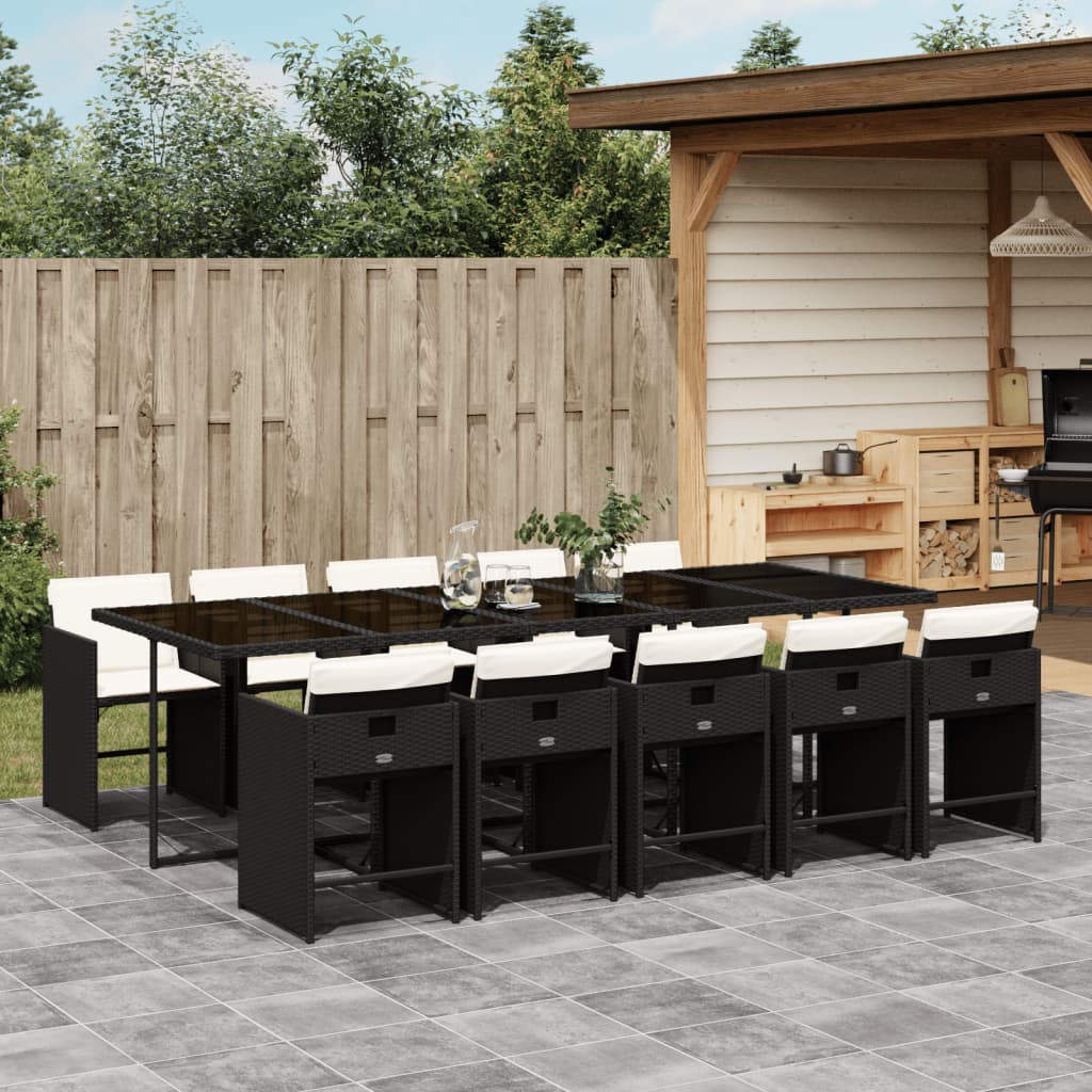 11-delige Tuinset met kussens poly rattan zwart is nu te koop bij PeponiXL, paradijselijk wonen!