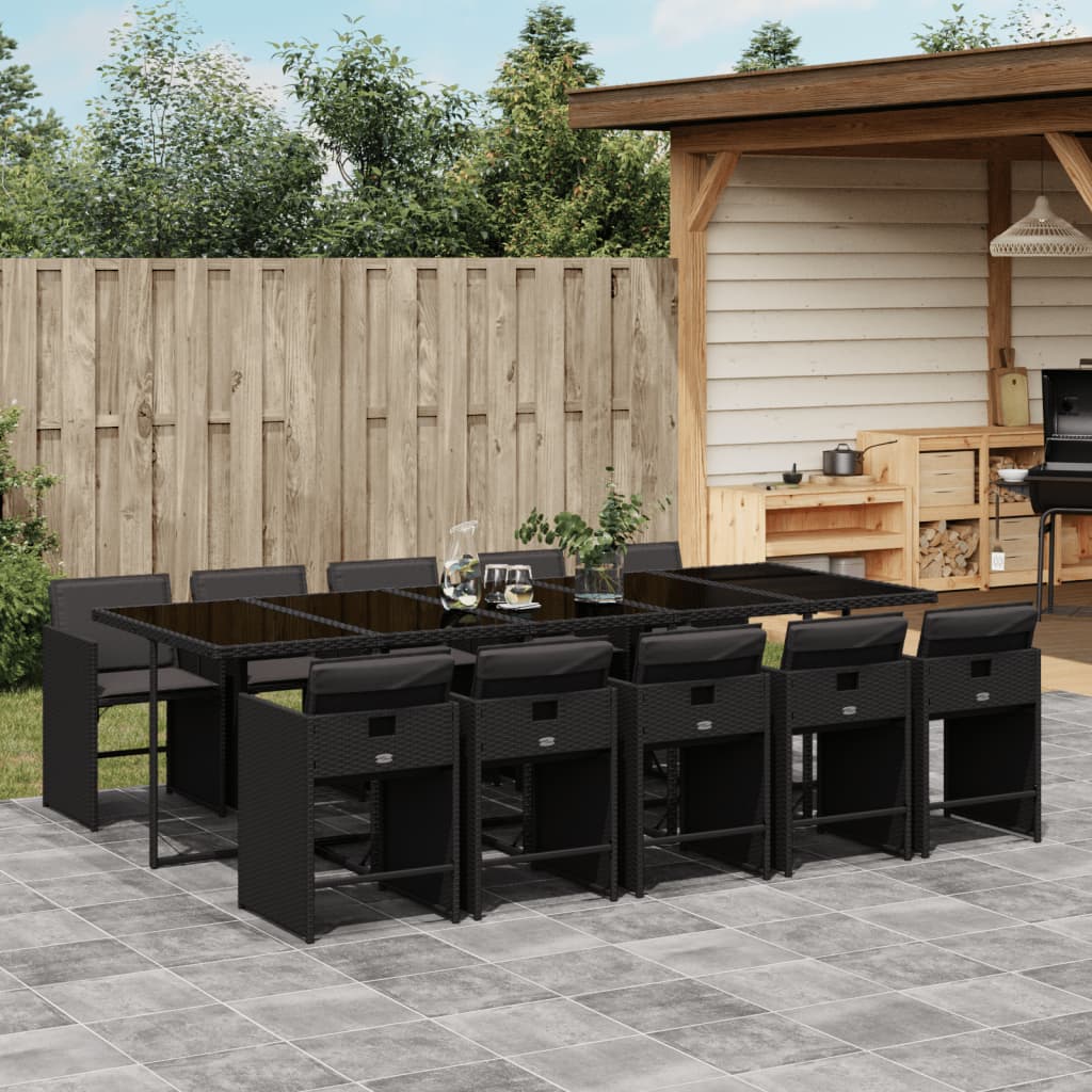 11-delige Tuinset met kussens poly rattan zwart is nu te koop bij PeponiXL, paradijselijk wonen!