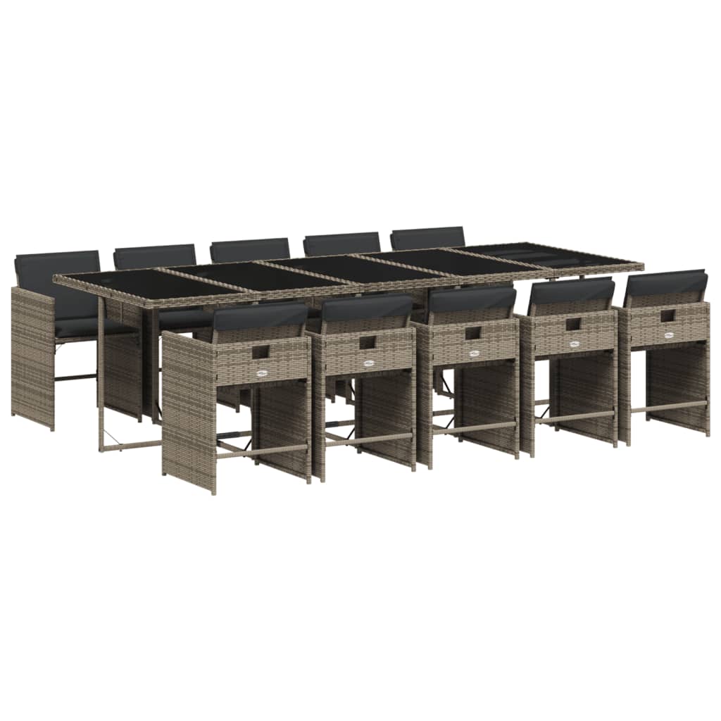 11-delige Tuinset met kussens poly rattan grijs is nu te koop bij PeponiXL, paradijselijk wonen!