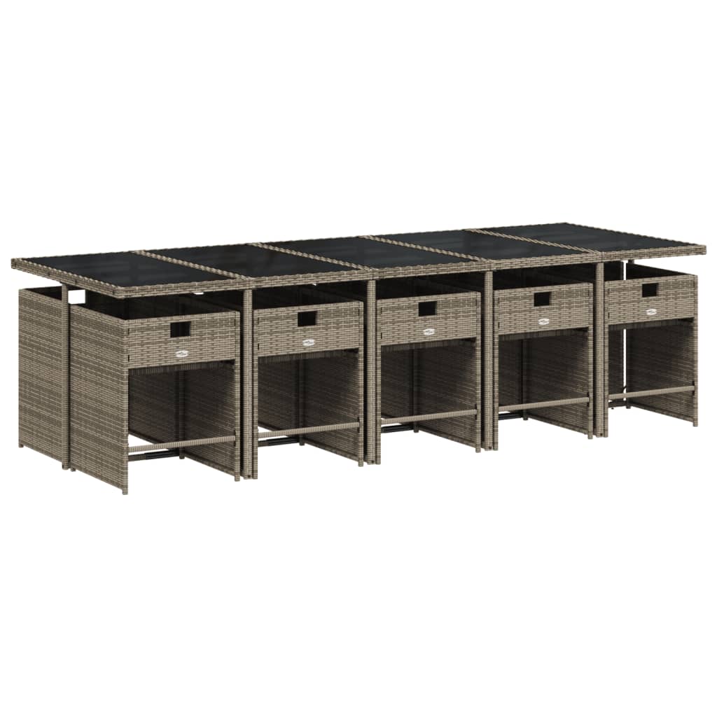 11-delige Tuinset met kussens poly rattan grijs is nu te koop bij PeponiXL, paradijselijk wonen!