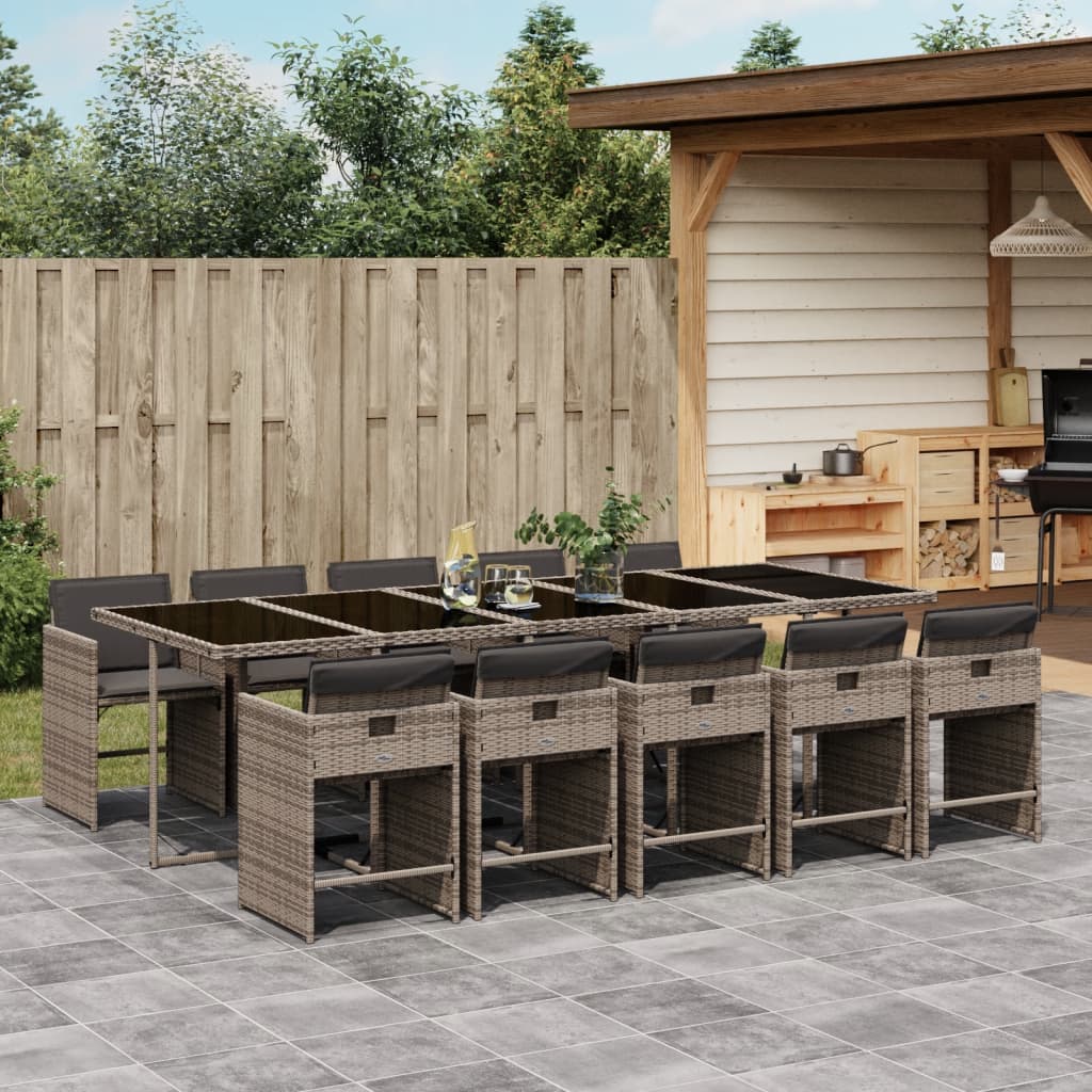 11-delige Tuinset met kussens poly rattan grijs is nu te koop bij PeponiXL, paradijselijk wonen!
