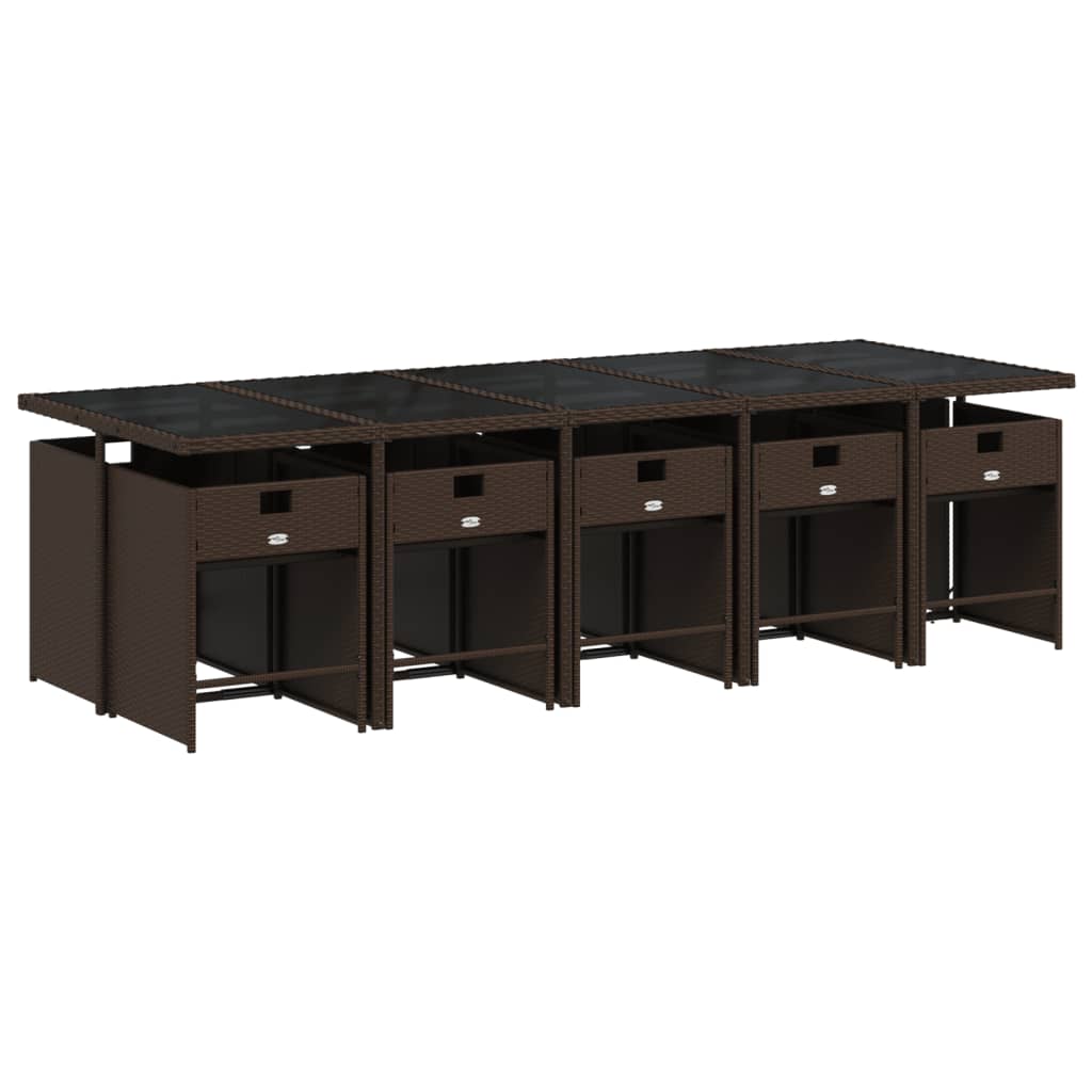 11-delige Tuinset met kussens poly rattan bruin is nu te koop bij PeponiXL, paradijselijk wonen!