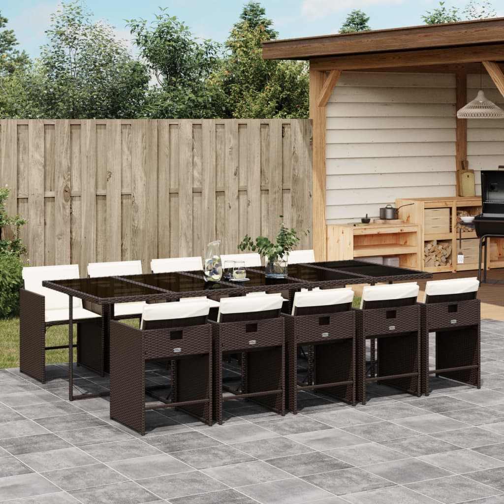11-delige Tuinset met kussens poly rattan bruin is nu te koop bij PeponiXL, paradijselijk wonen!