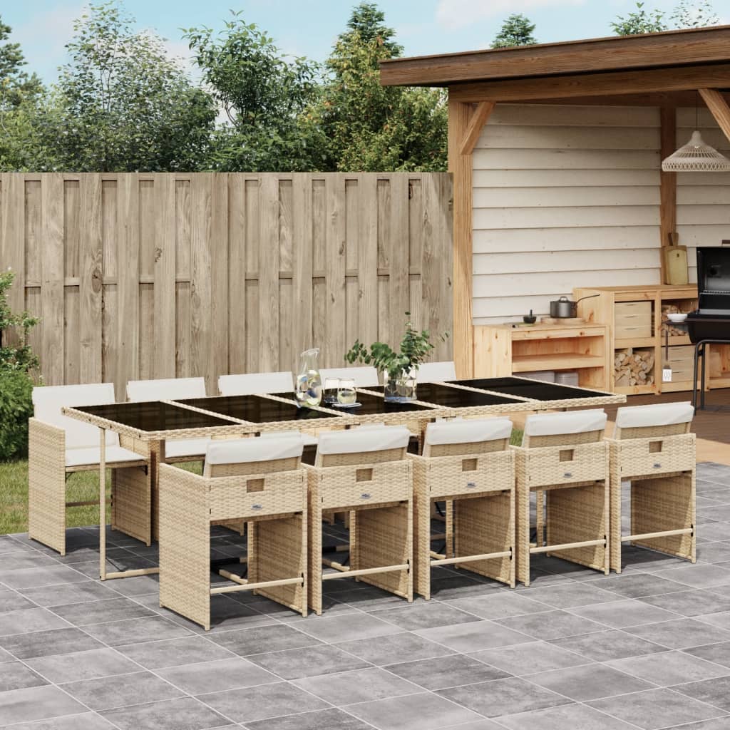 11-delige Tuinset met kussens poly rattan beige is nu te koop bij PeponiXL, paradijselijk wonen!