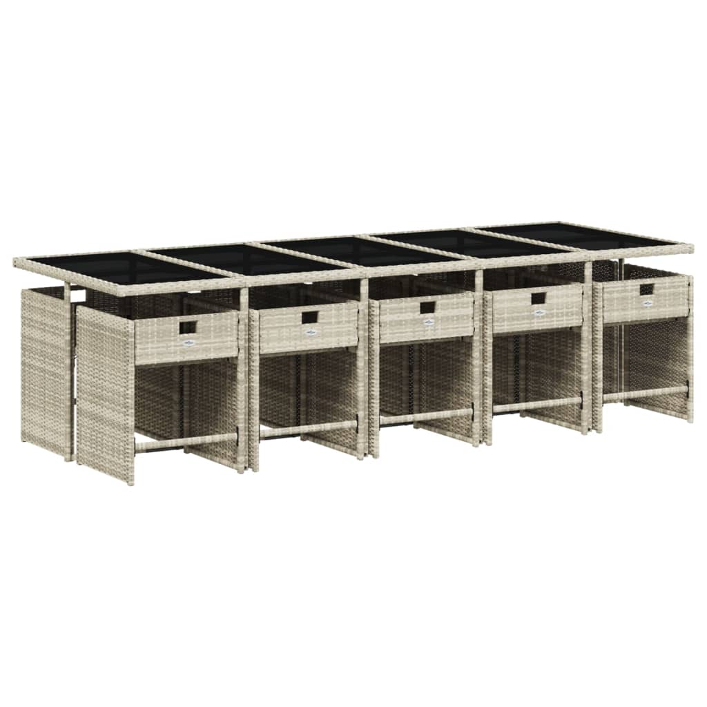 11-delige Tuinset met kussens poly rattan lichtgrijs is nu te koop bij PeponiXL, paradijselijk wonen!