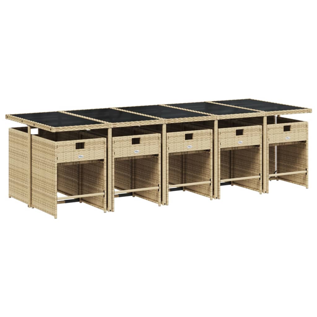 11-delige Tuinset met kussens poly rattan gemengd beige is nu te koop bij PeponiXL, paradijselijk wonen!