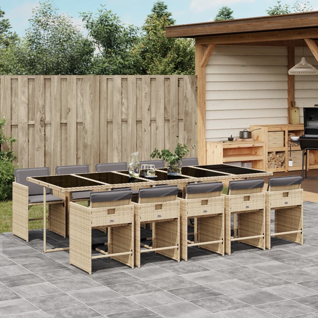 11-delige Tuinset met kussens poly rattan gemengd beige is nu te koop bij PeponiXL, paradijselijk wonen!