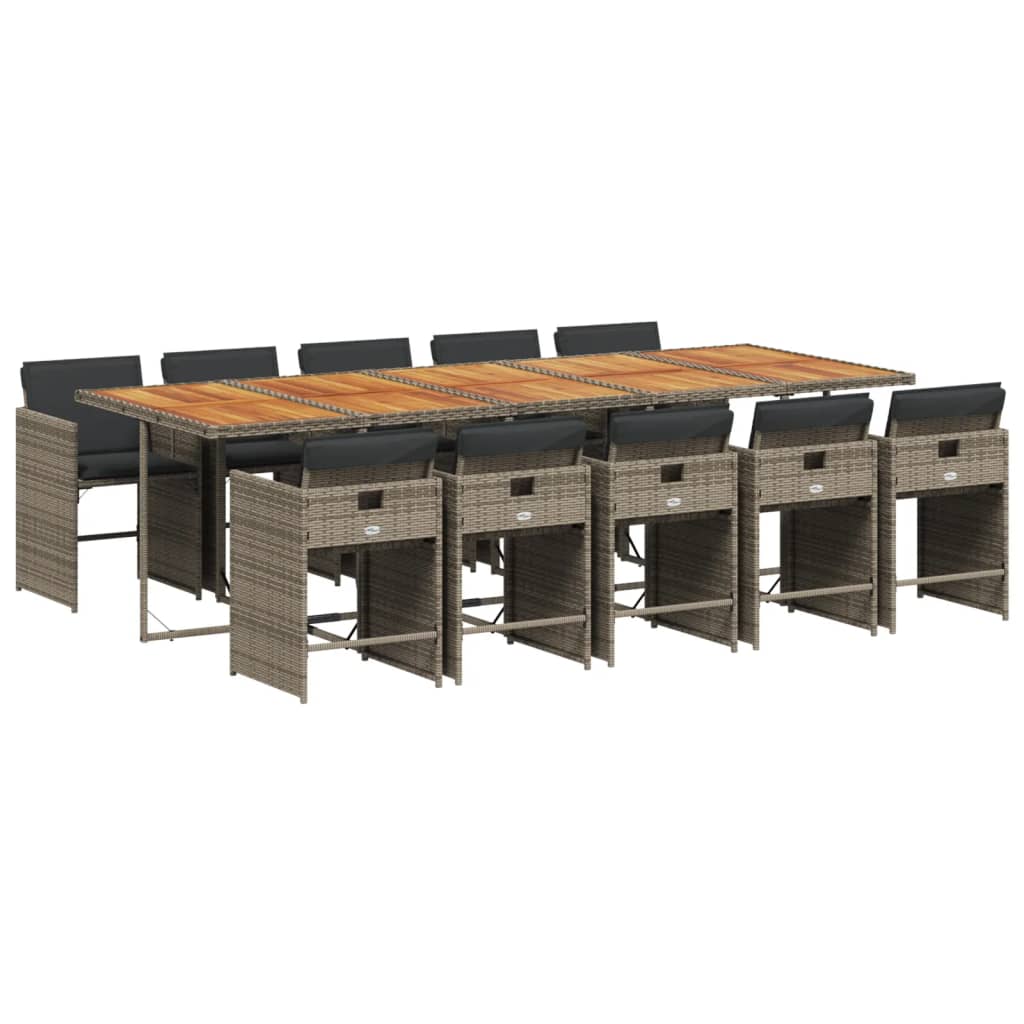 11-delige Tuinset met kussens poly rattan grijs is nu te koop bij PeponiXL, paradijselijk wonen!