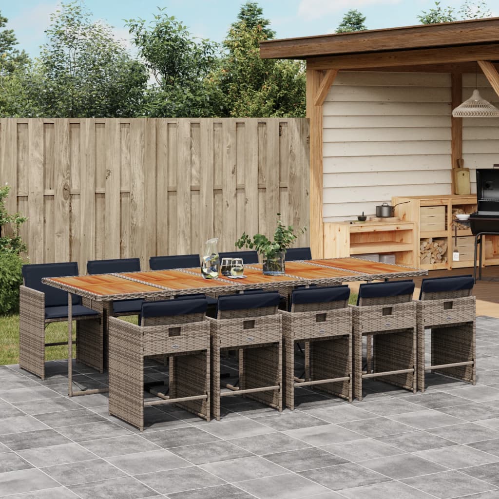 11-delige Tuinset met kussens poly rattan grijs is nu te koop bij PeponiXL, paradijselijk wonen!