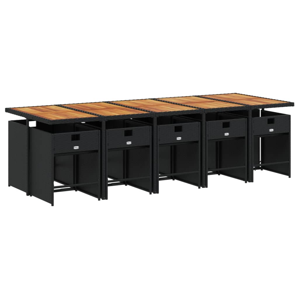 11-delige Tuinset met kussens poly rattan zwart is nu te koop bij PeponiXL, paradijselijk wonen!