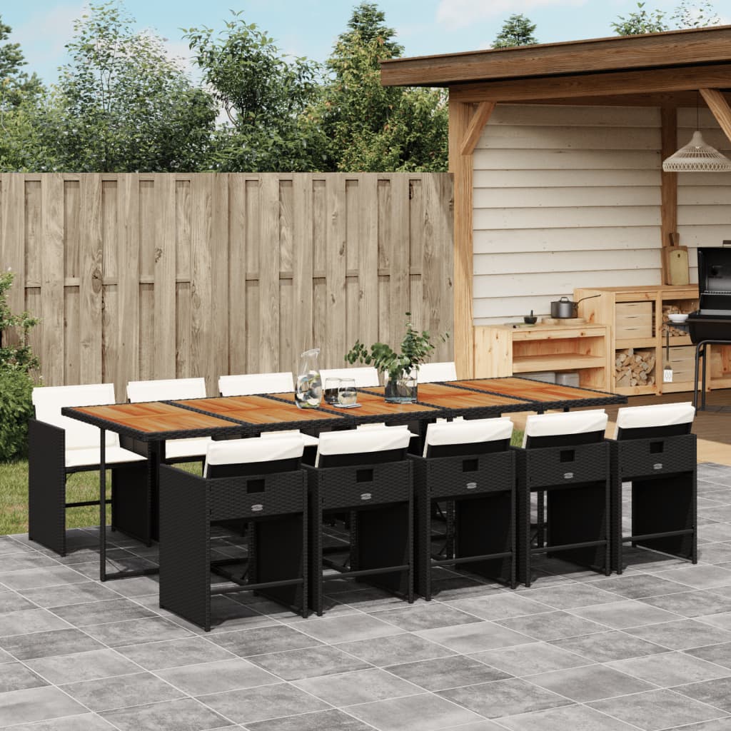 11-delige Tuinset met kussens poly rattan zwart is nu te koop bij PeponiXL, paradijselijk wonen!