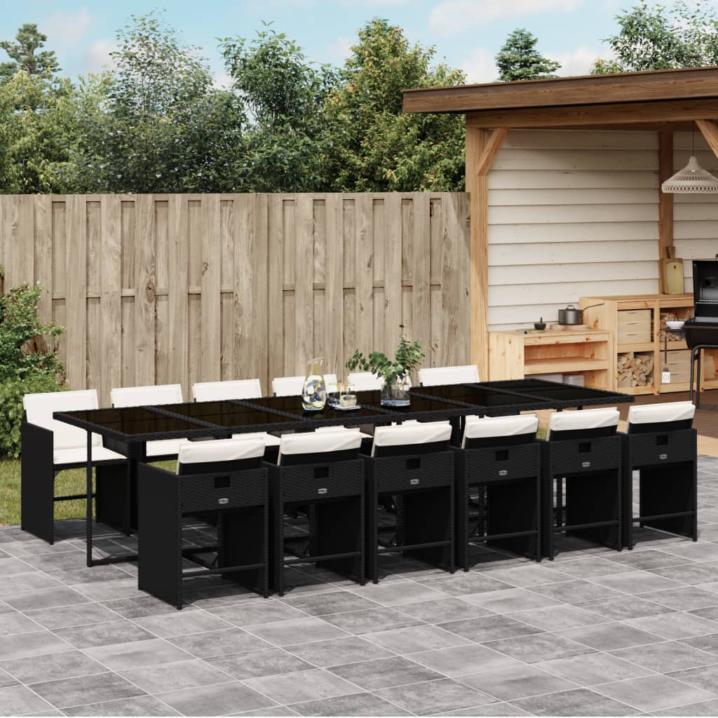 13-delige Tuinset met kussens poly rattan zwart is nu te koop bij PeponiXL, paradijselijk wonen!