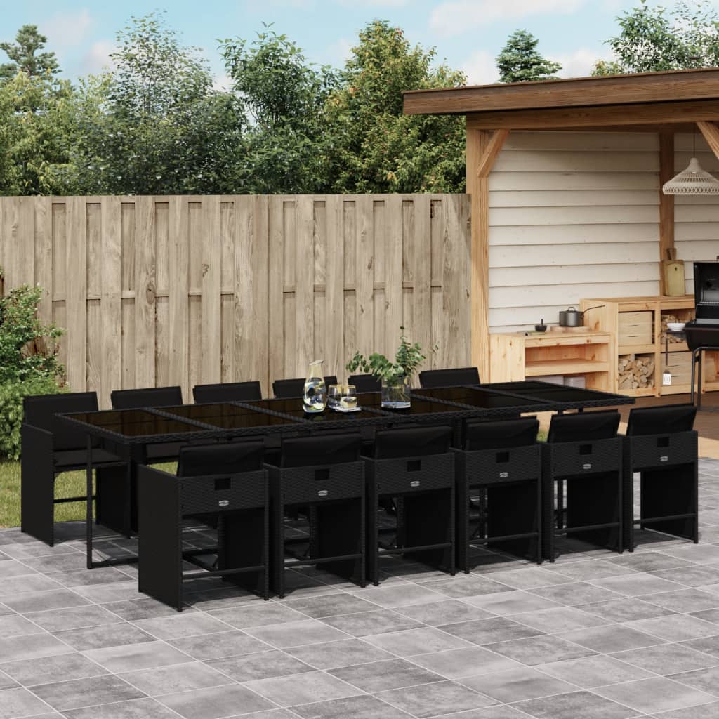 13-delige Tuinset met kussens poly rattan zwart is nu te koop bij PeponiXL, paradijselijk wonen!