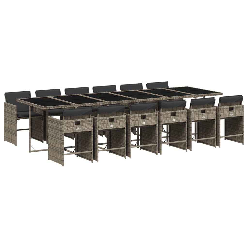 13-delige Tuinset met kussens poly rattan grijs is nu te koop bij PeponiXL, paradijselijk wonen!