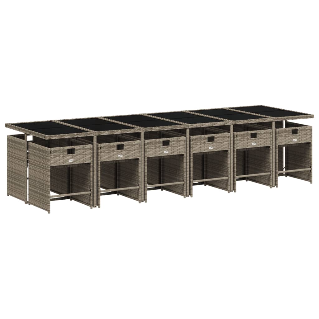 13-delige Tuinset met kussens poly rattan grijs is nu te koop bij PeponiXL, paradijselijk wonen!