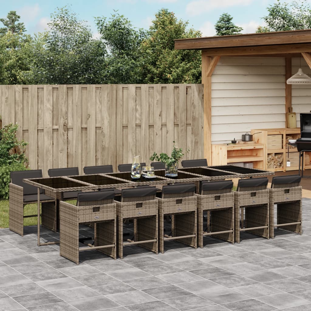 13-delige Tuinset met kussens poly rattan grijs is nu te koop bij PeponiXL, paradijselijk wonen!