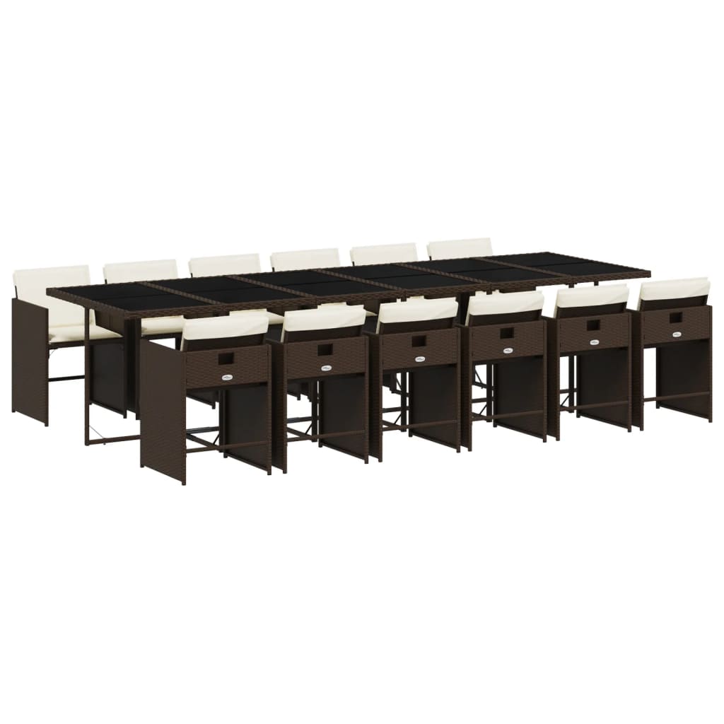13-delige Tuinset met kussens poly rattan bruin is nu te koop bij PeponiXL, paradijselijk wonen!