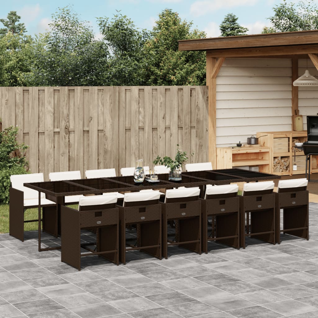13-delige Tuinset met kussens poly rattan bruin is nu te koop bij PeponiXL, paradijselijk wonen!