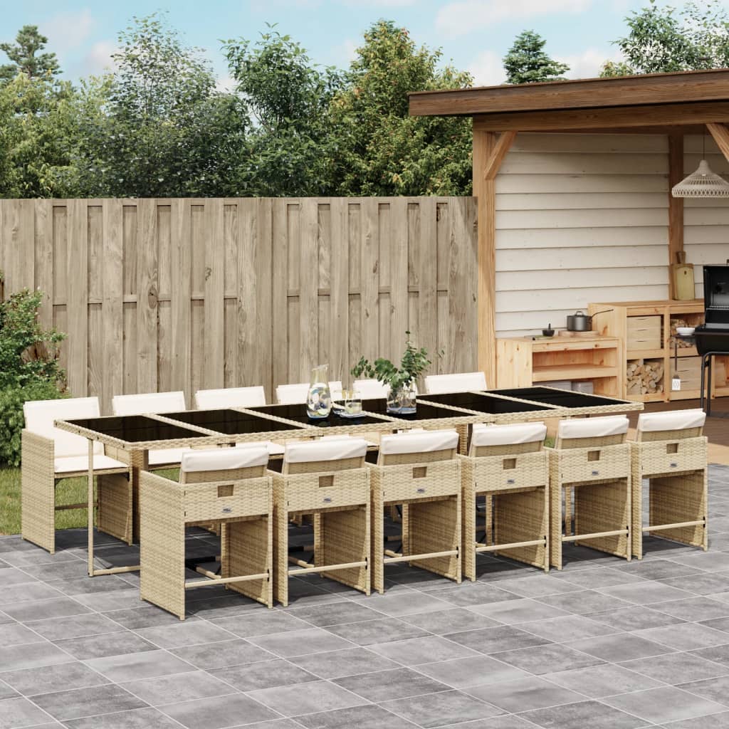 13-delige Tuinset met kussens poly rattan beige is nu te koop bij PeponiXL, paradijselijk wonen!