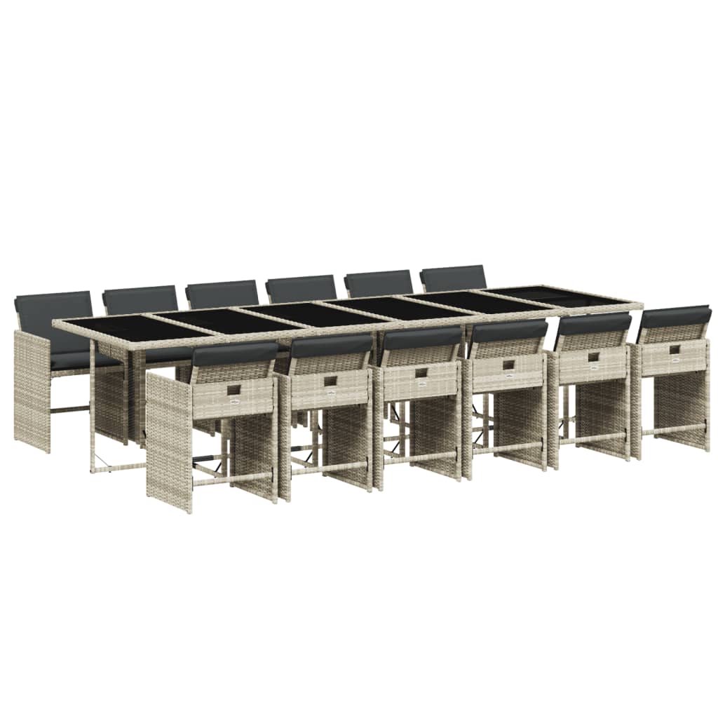 13-delige Tuinset met kussens poly rattan lichtgrijs is nu te koop bij PeponiXL, paradijselijk wonen!