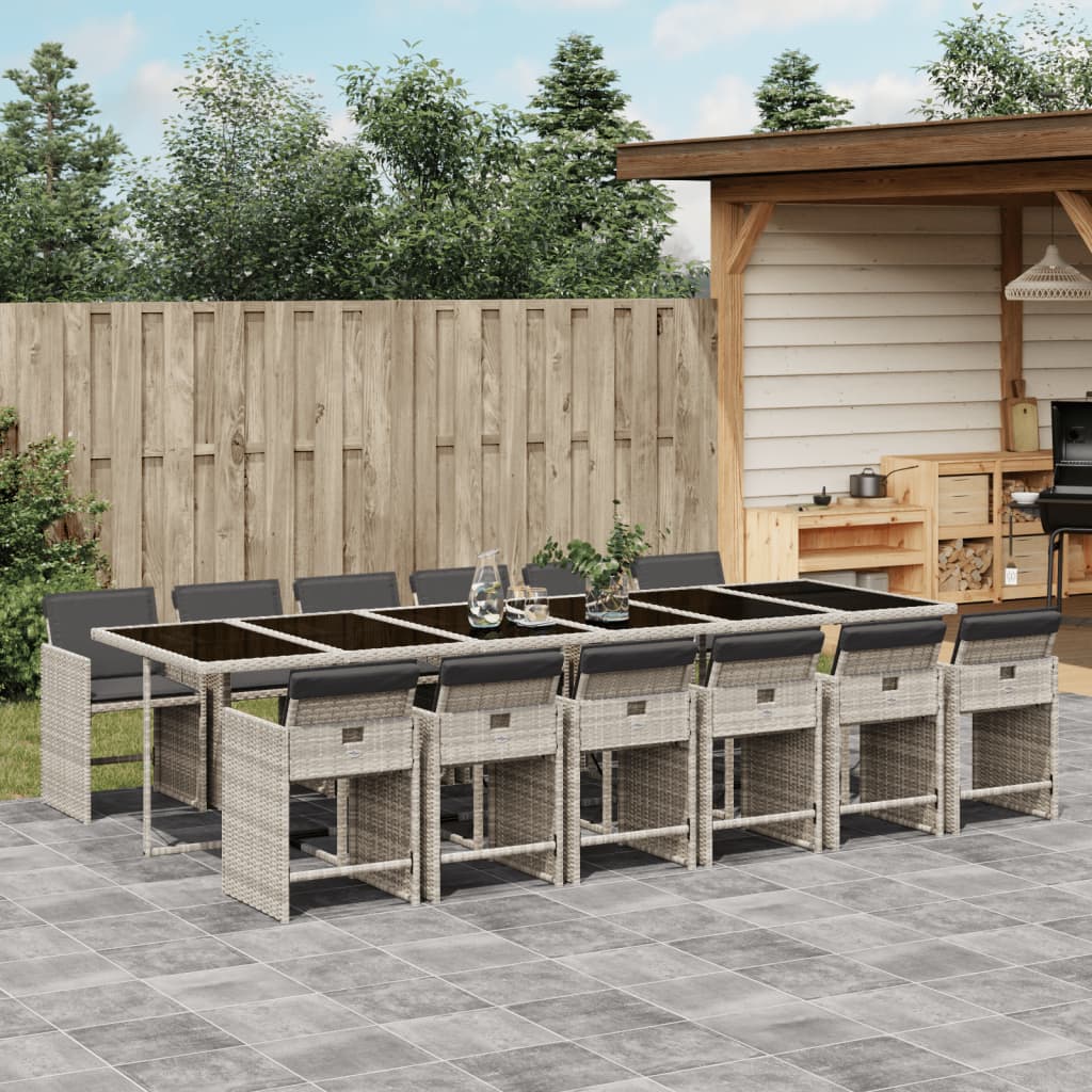 13-delige Tuinset met kussens poly rattan lichtgrijs is nu te koop bij PeponiXL, paradijselijk wonen!