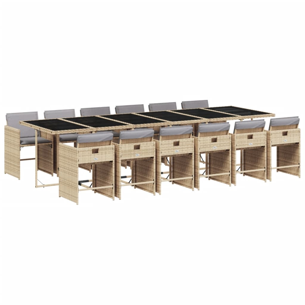 13-delige Tuinset met kussens poly rattan gemengd beige is nu te koop bij PeponiXL, paradijselijk wonen!