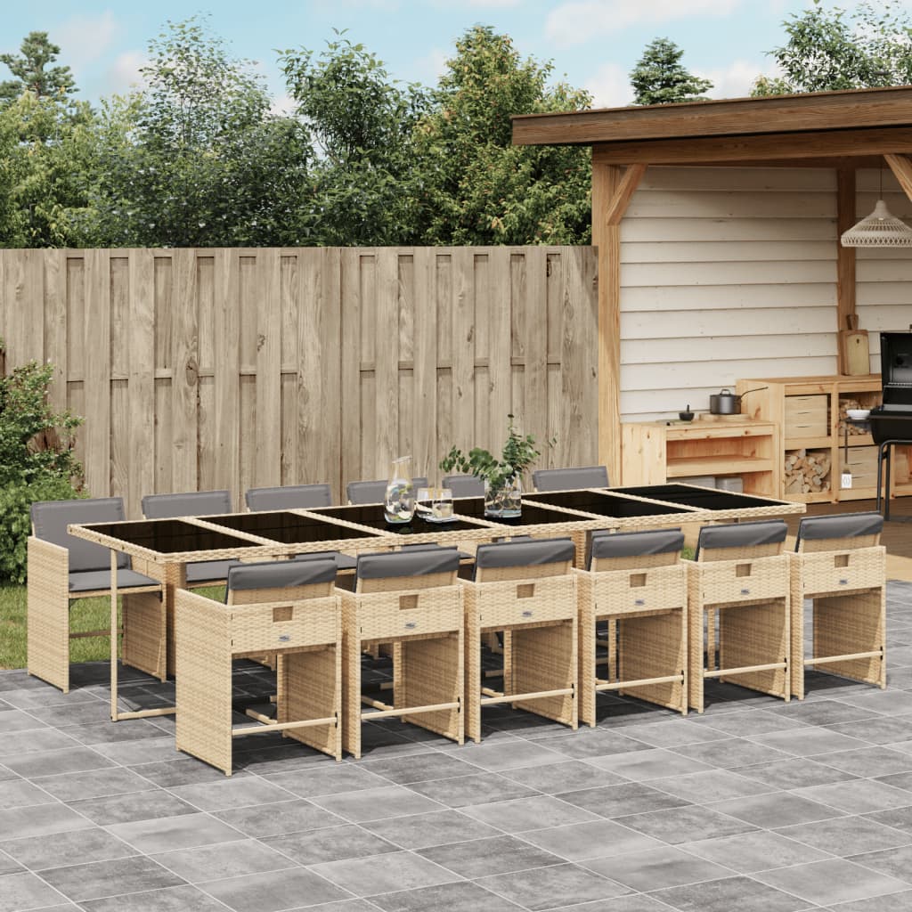 13-delige Tuinset met kussens poly rattan gemengd beige is nu te koop bij PeponiXL, paradijselijk wonen!