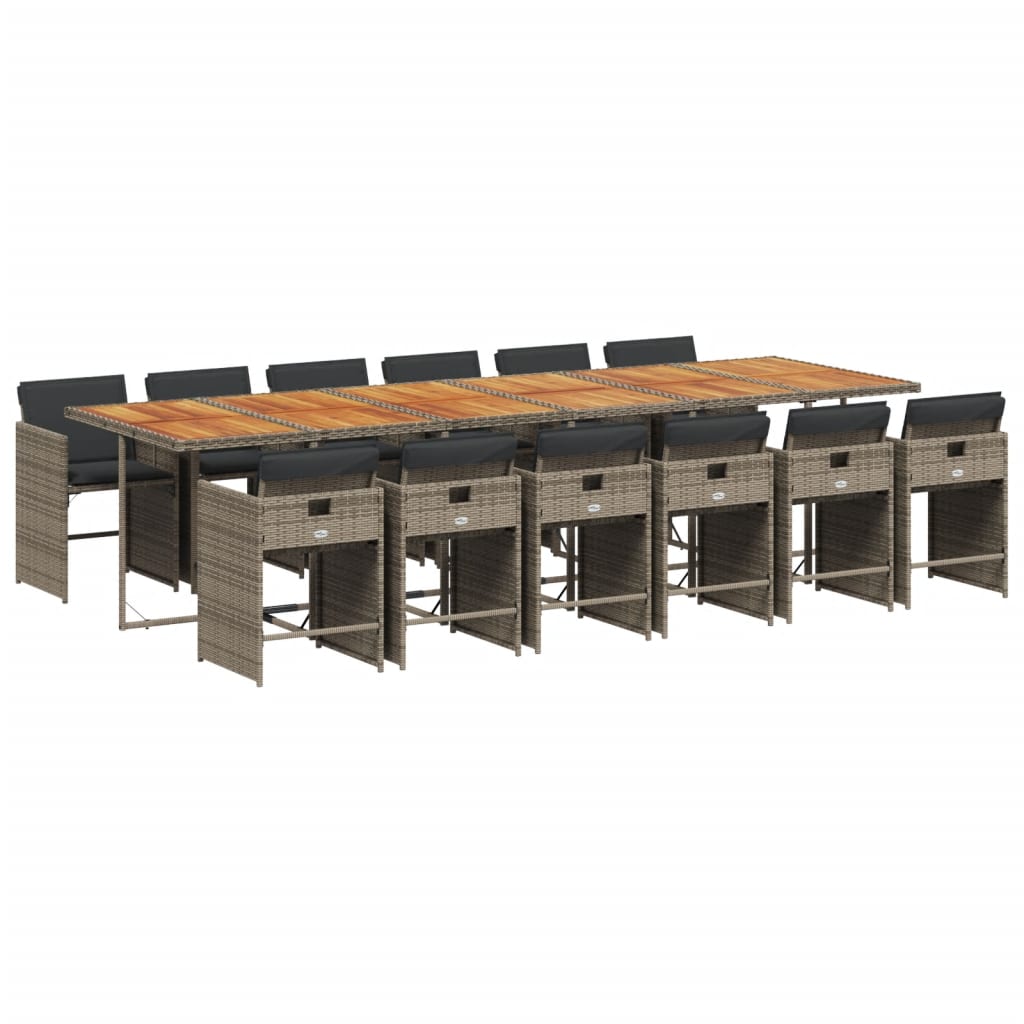 13-delige Tuinset met kussens poly rattan grijs is nu te koop bij PeponiXL, paradijselijk wonen!