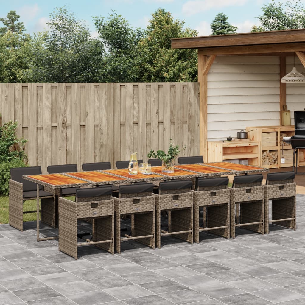 13-delige Tuinset met kussens poly rattan grijs is nu te koop bij PeponiXL, paradijselijk wonen!