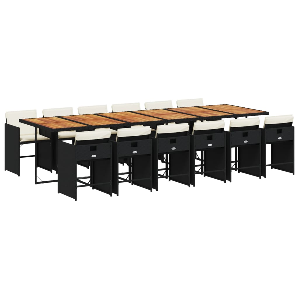 13-delige Tuinset met kussens poly rattan zwart is nu te koop bij PeponiXL, paradijselijk wonen!