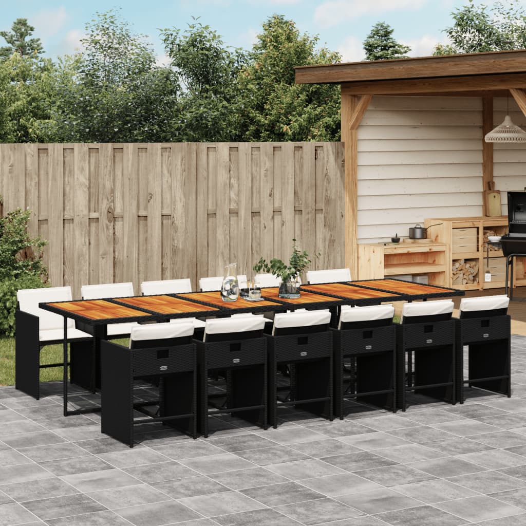 13-delige Tuinset met kussens poly rattan zwart is nu te koop bij PeponiXL, paradijselijk wonen!