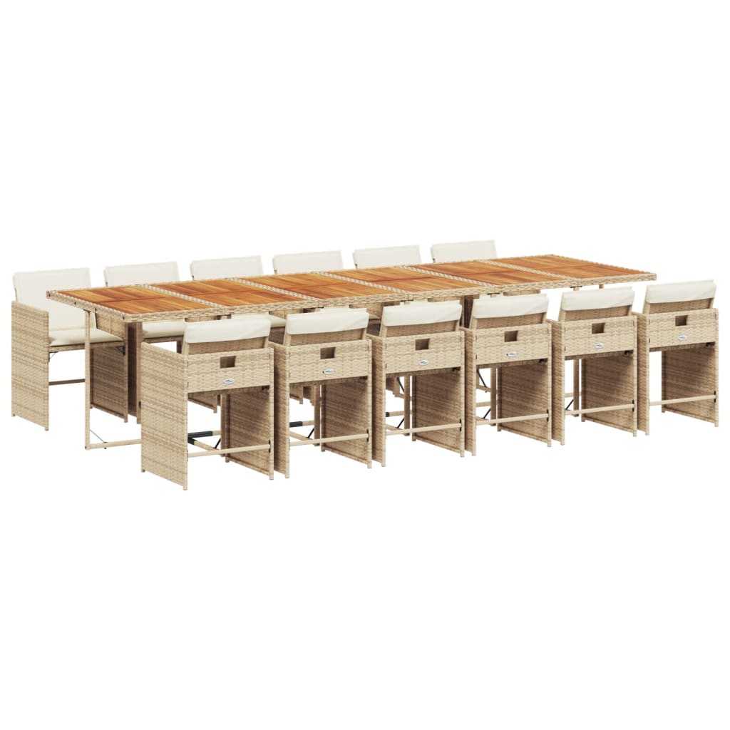 13-delige Tuinset met kussens poly rattan beige is nu te koop bij PeponiXL, paradijselijk wonen!