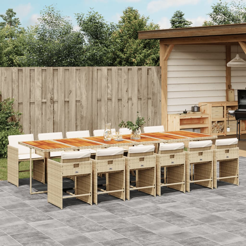 13-delige Tuinset met kussens poly rattan beige is nu te koop bij PeponiXL, paradijselijk wonen!