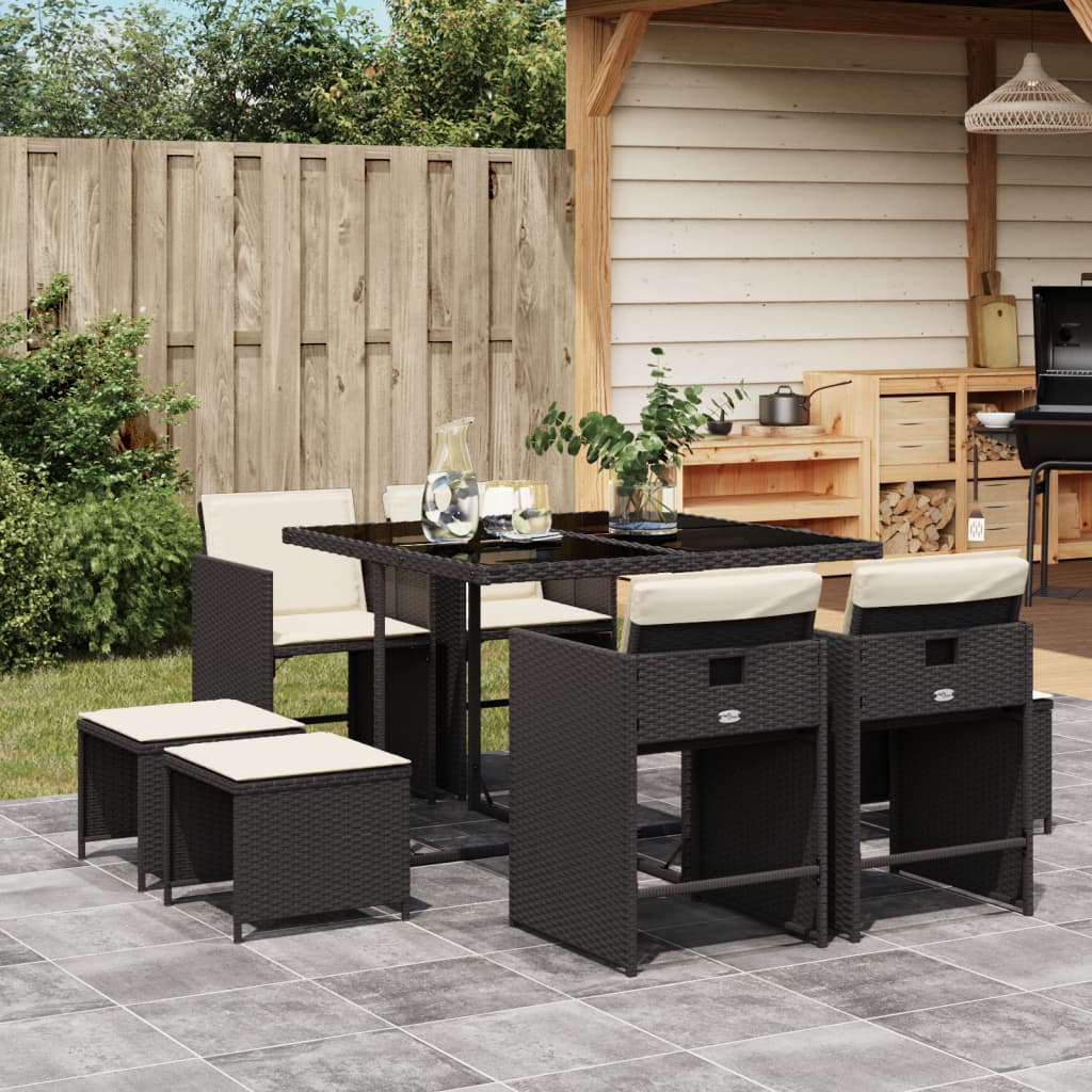 9-delige Tuinset poly rattan zwart is nu te koop bij PeponiXL, paradijselijk wonen!