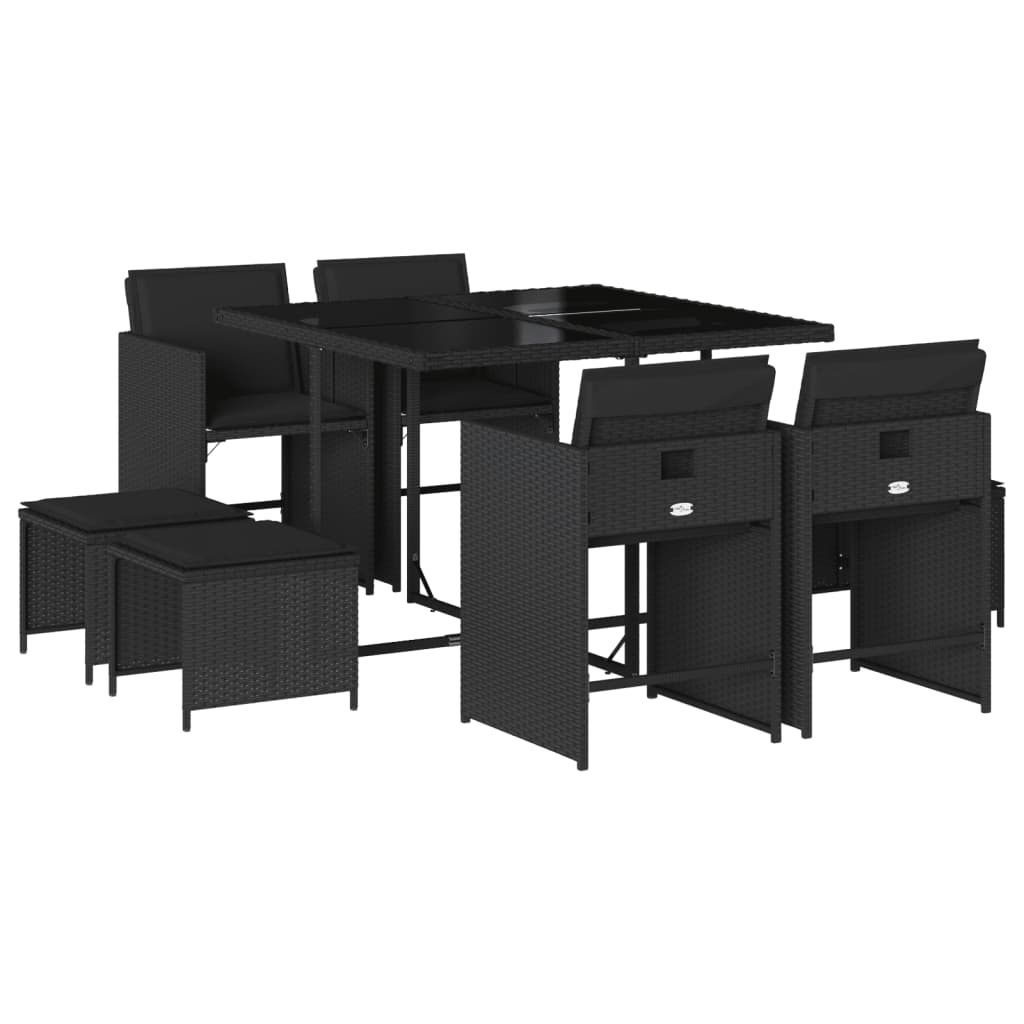 9-delige Tuinset poly rattan zwart is nu te koop bij PeponiXL, paradijselijk wonen!