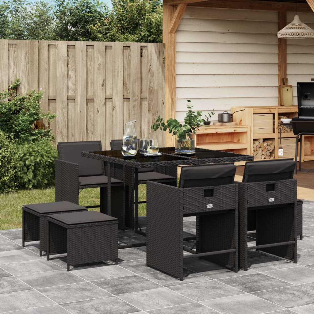 9-delige Tuinset poly rattan zwart is nu te koop bij PeponiXL, paradijselijk wonen!