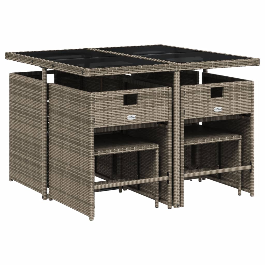 9-delige Tuinset met kussens poly rattan grijs is nu te koop bij PeponiXL, paradijselijk wonen!