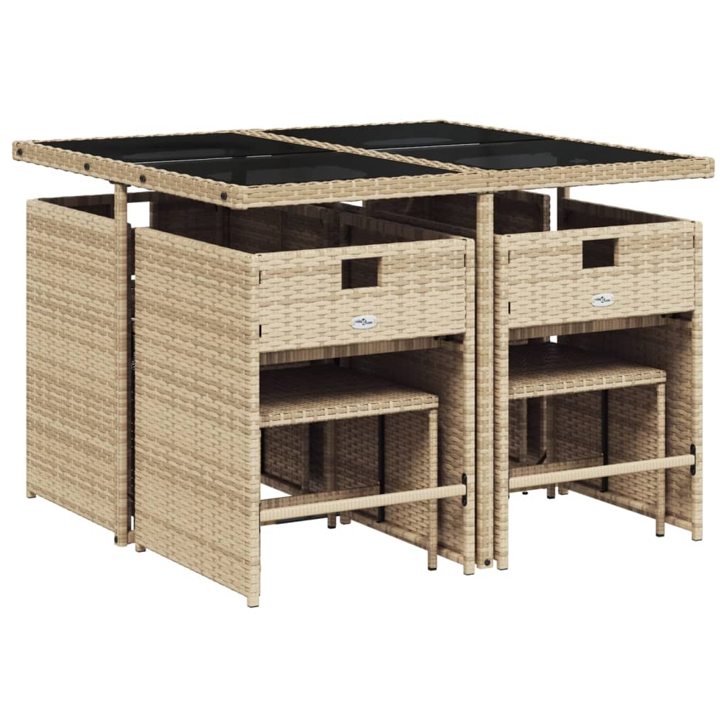 9-delige Tuinset met kussens poly rattan beige is nu te koop bij PeponiXL, paradijselijk wonen!